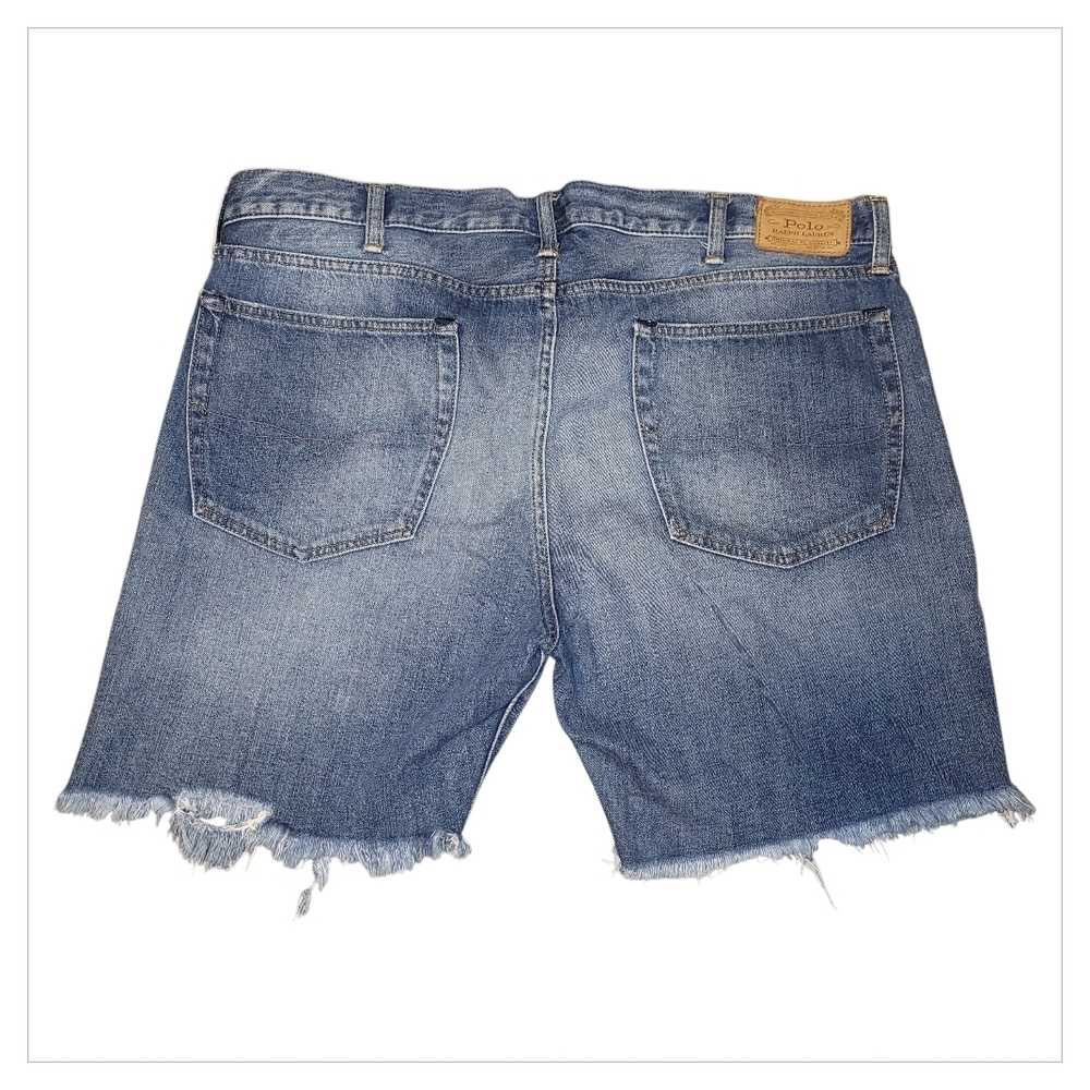 Polo Ralph Lauren 40 Distressed Cutoff Denim Shorts Raw Hem Streetwear - Picture 3 of 9